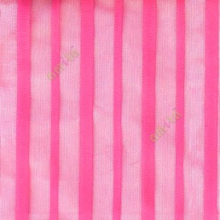 Pink color vertical pencil stripes net finished vertical and horizontal thread crossing checks poly sheer curtain